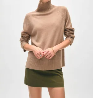White   Warren - Cashmere Rib Trim Standneck Sweater