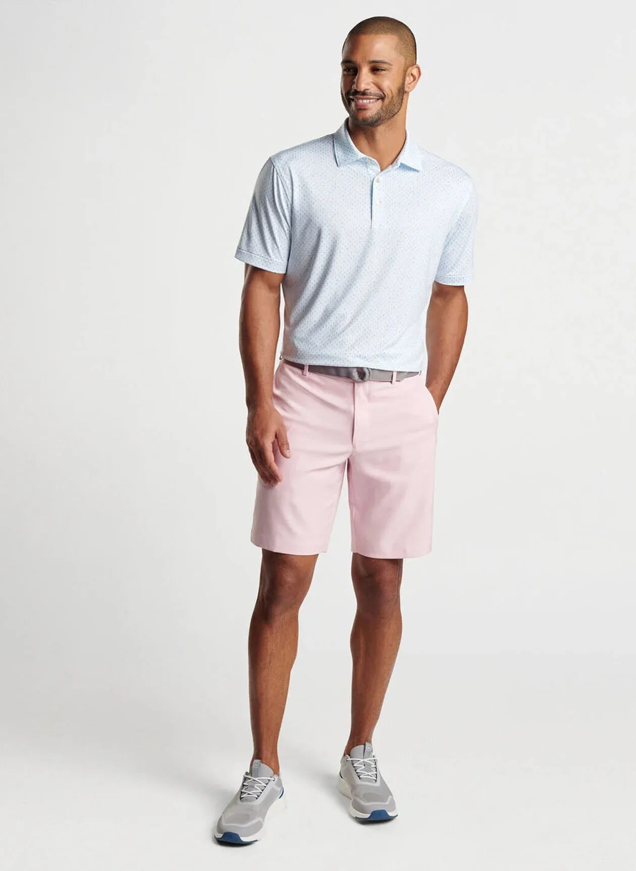 White/Cottage Blue Pina Skullada Performance Jersey Polo