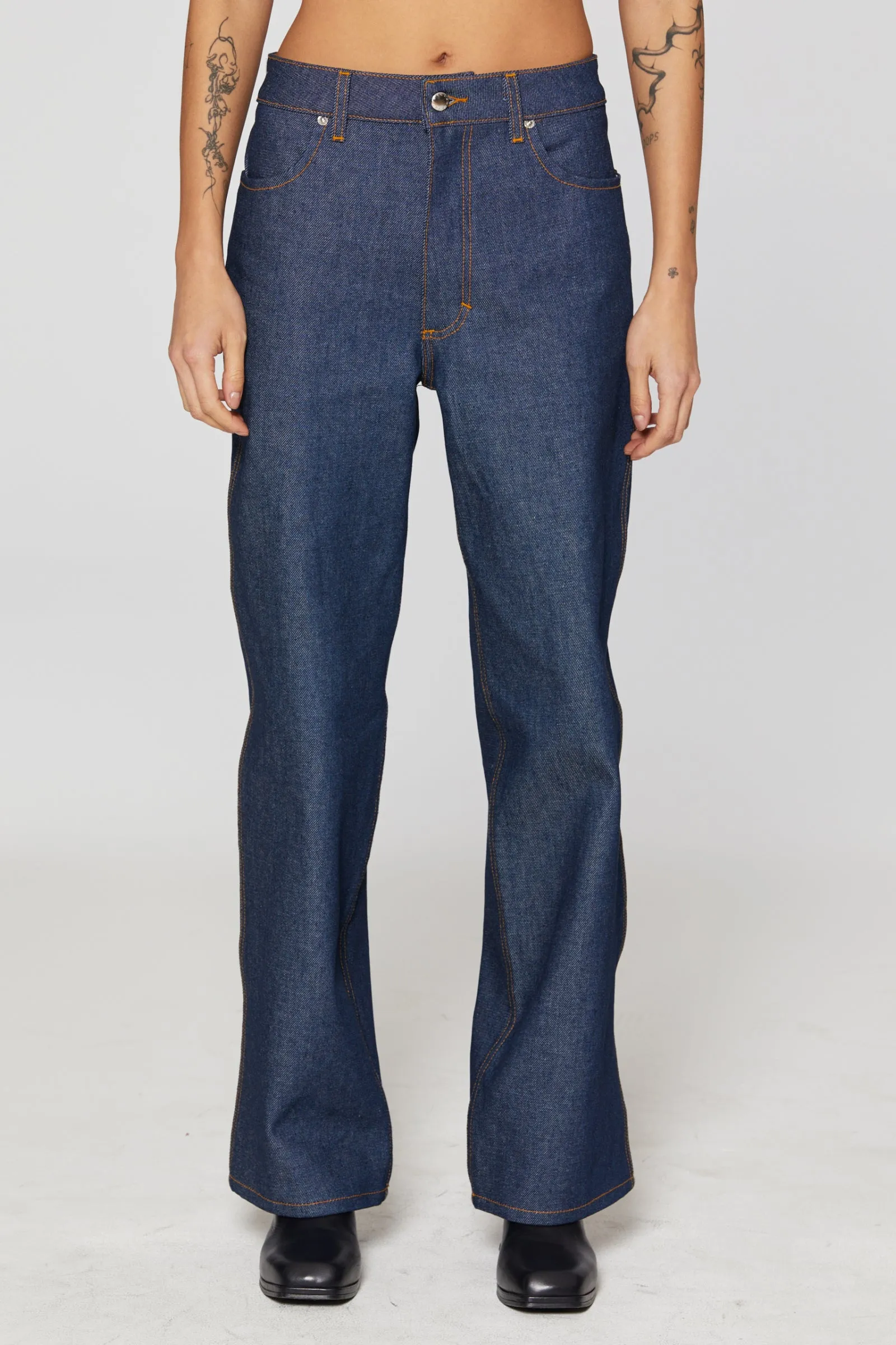 Wide Leg Jean in Raw Denim