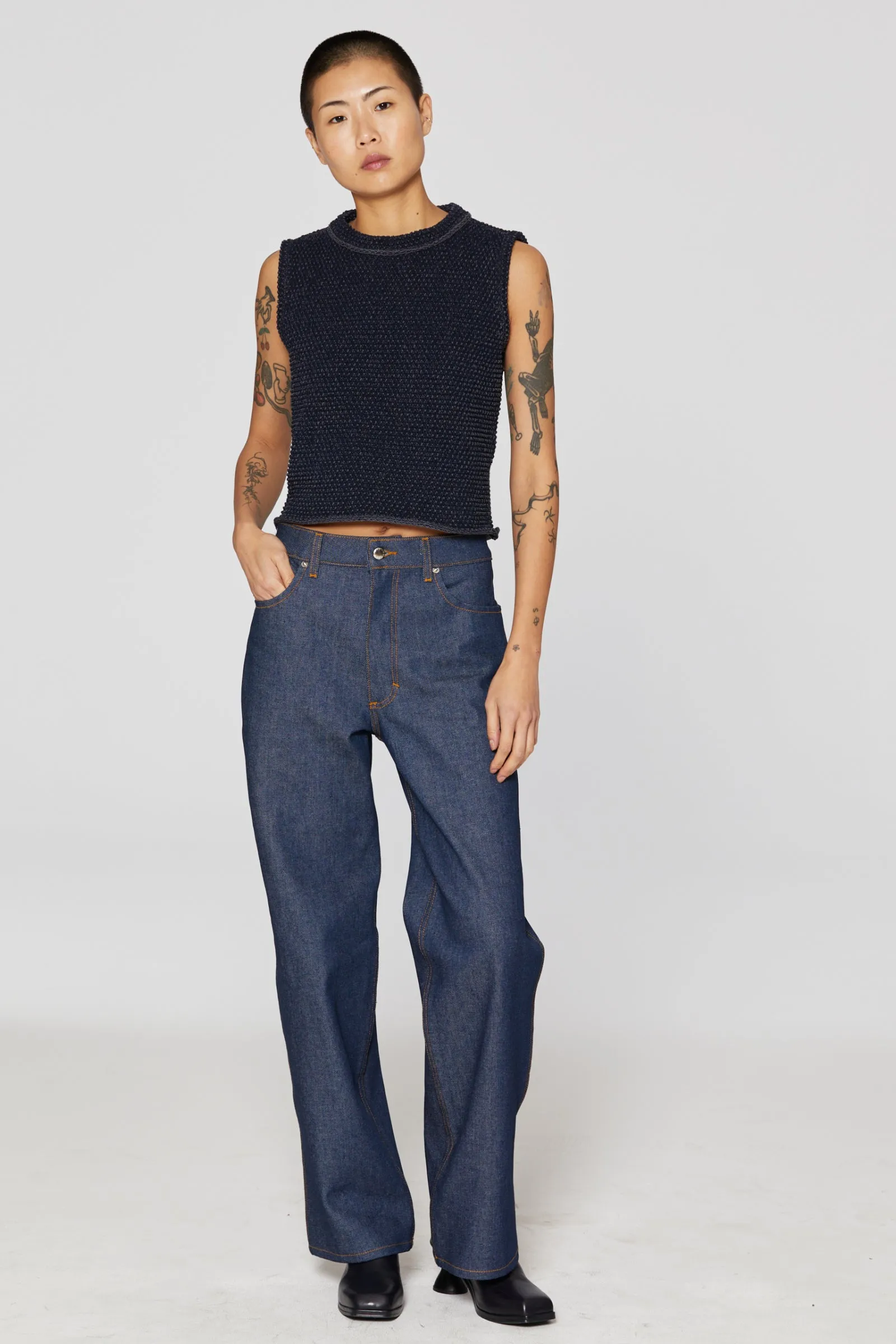 Wide Leg Jean in Raw Denim