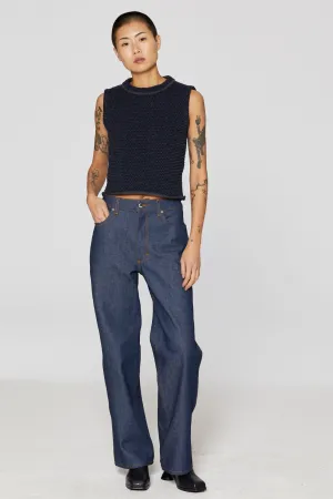 Wide Leg Jean in Raw Denim