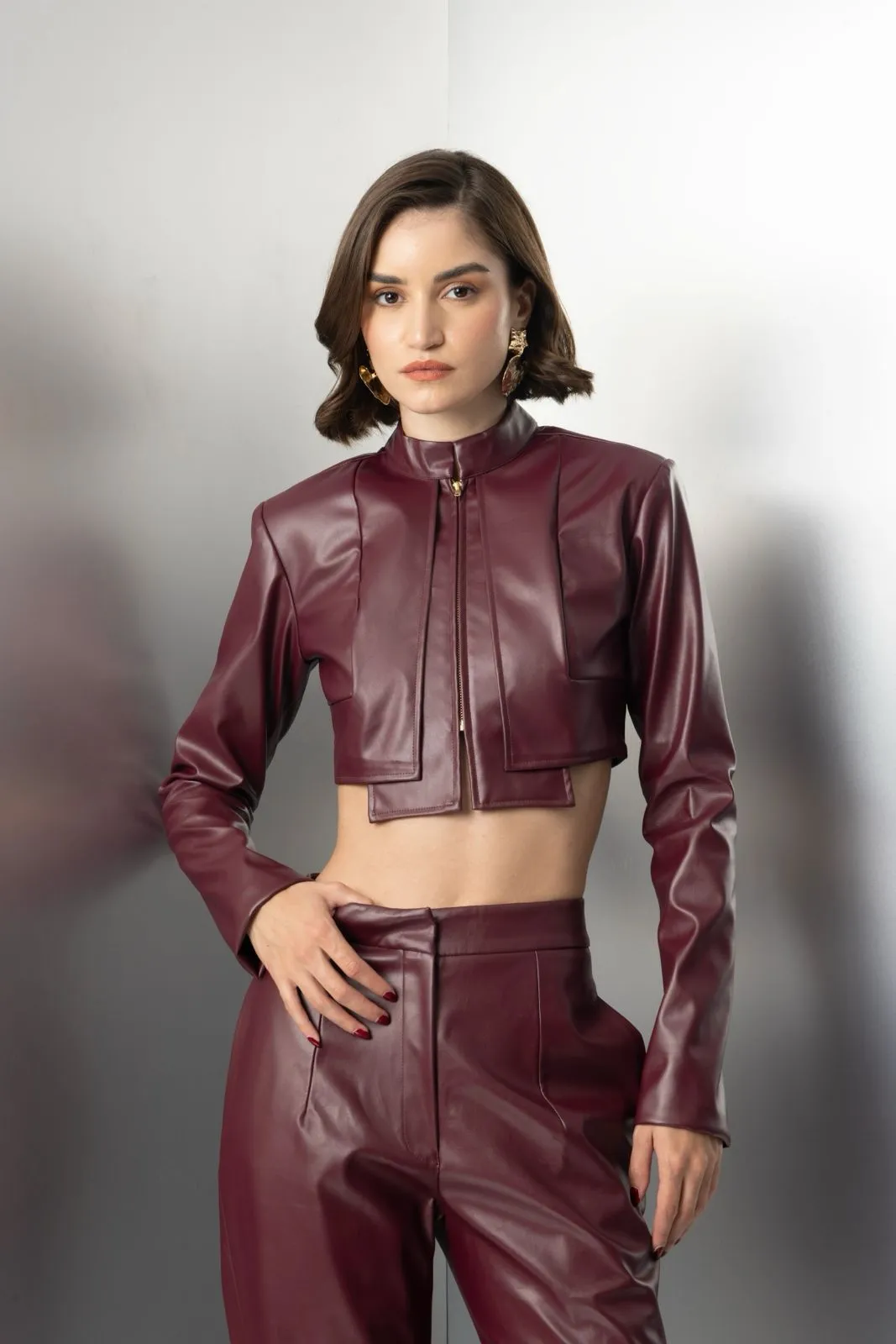Wild dream - burgundy high waisted trousers