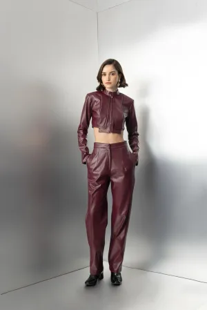 Wild dream - burgundy high waisted trousers