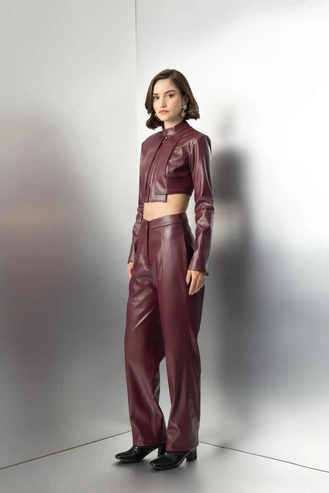 Wild dream - burgundy high waisted trousers