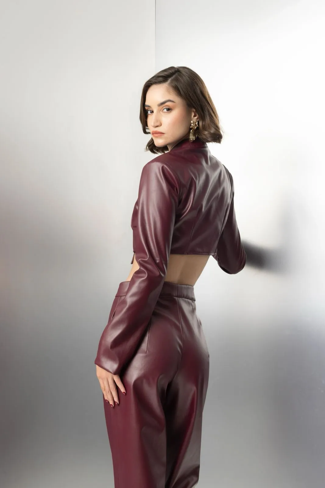 Wild dream - burgundy high waisted trousers