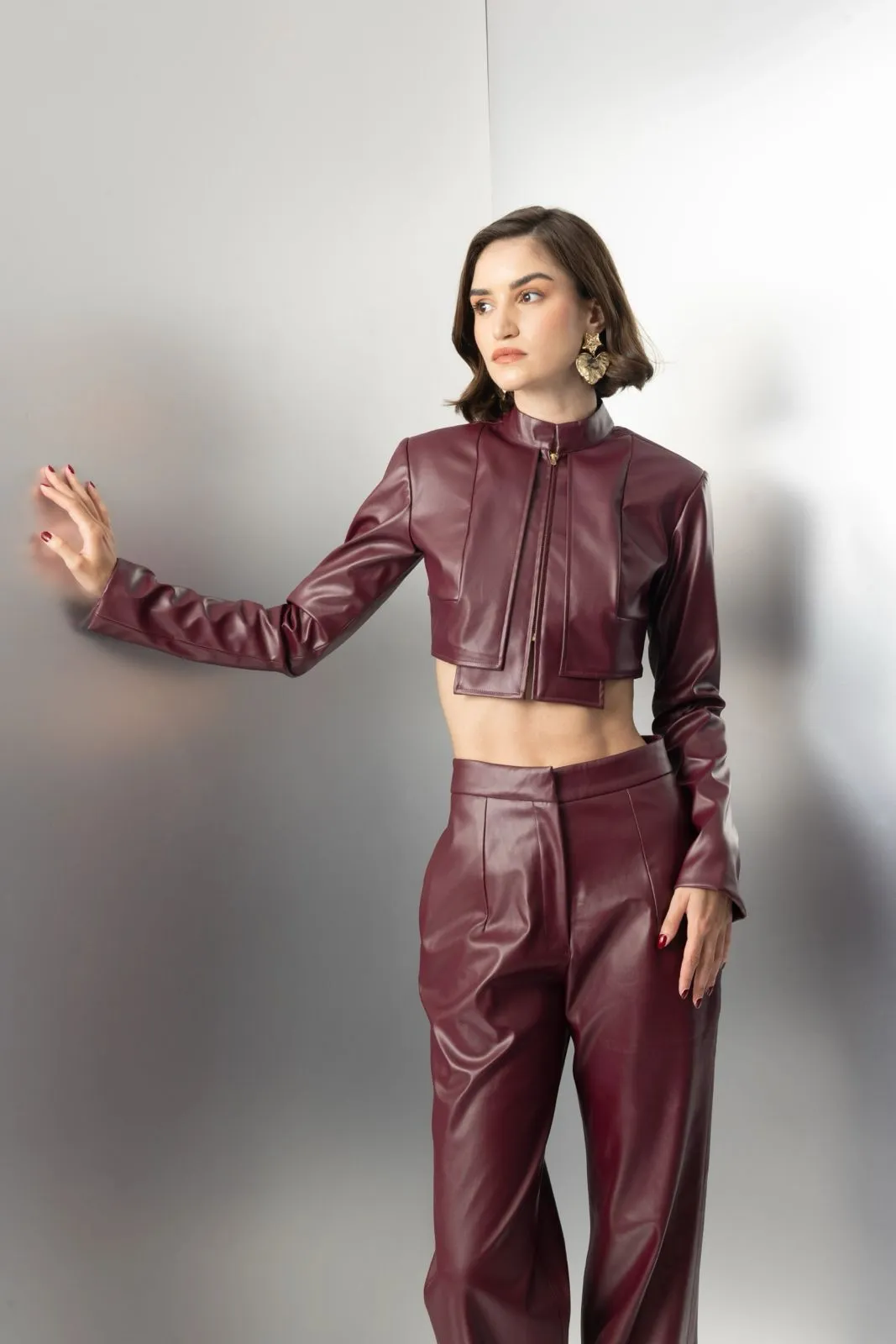 Wild dream - burgundy high waisted trousers
