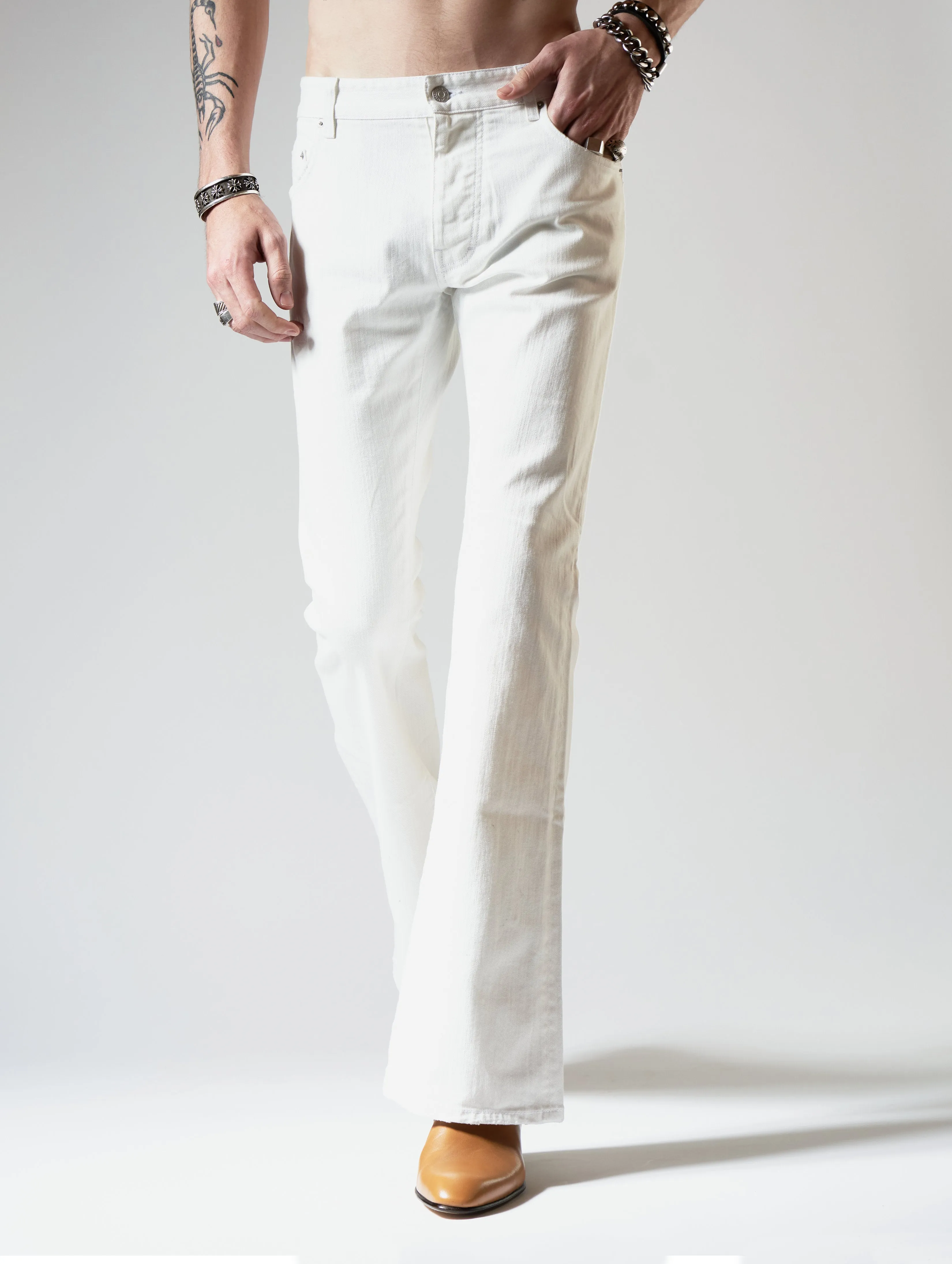 WILFRIED BELL BOTTOM JEANS IN WHITE - Man