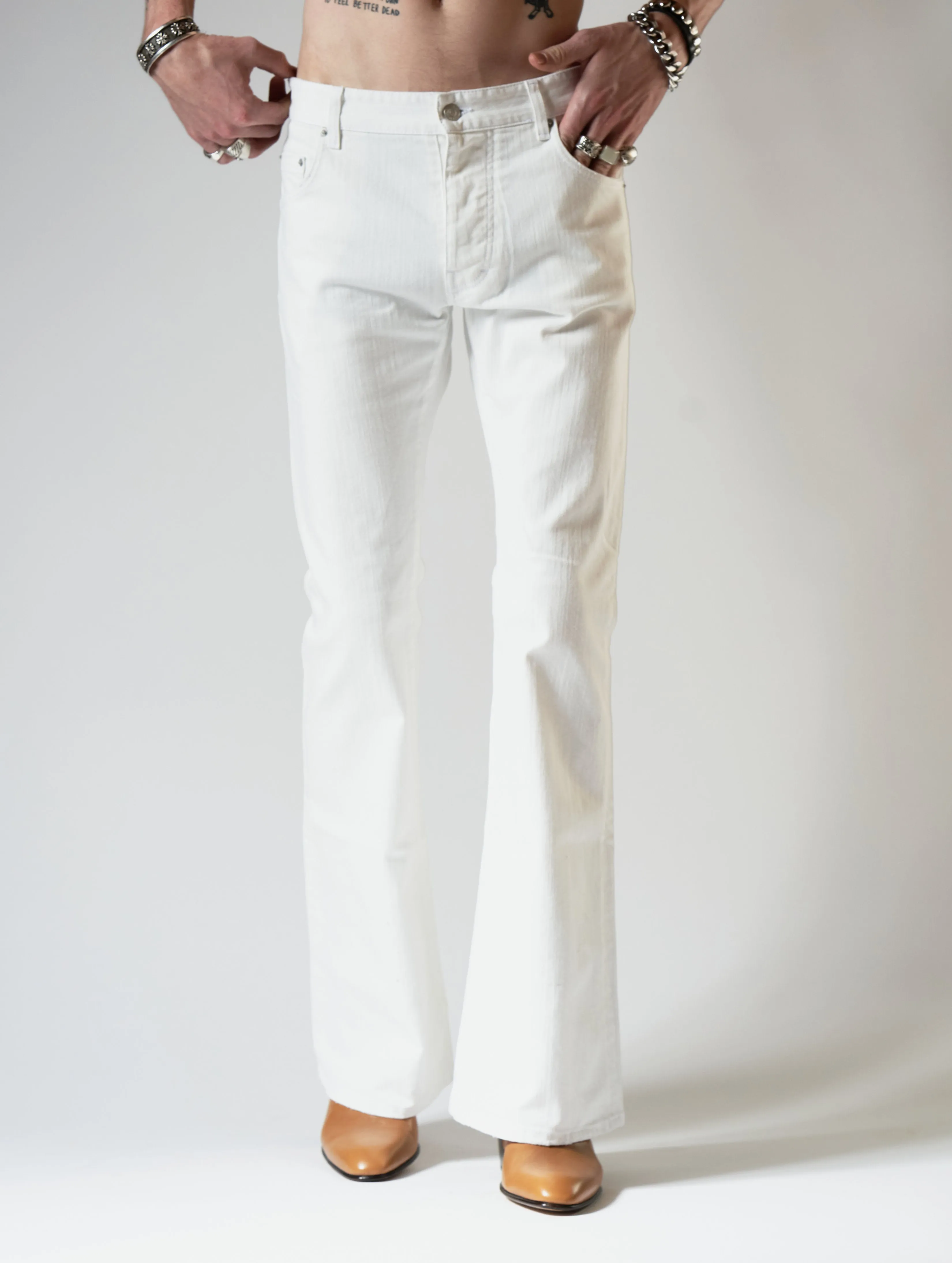 WILFRIED BELL BOTTOM JEANS IN WHITE - Man