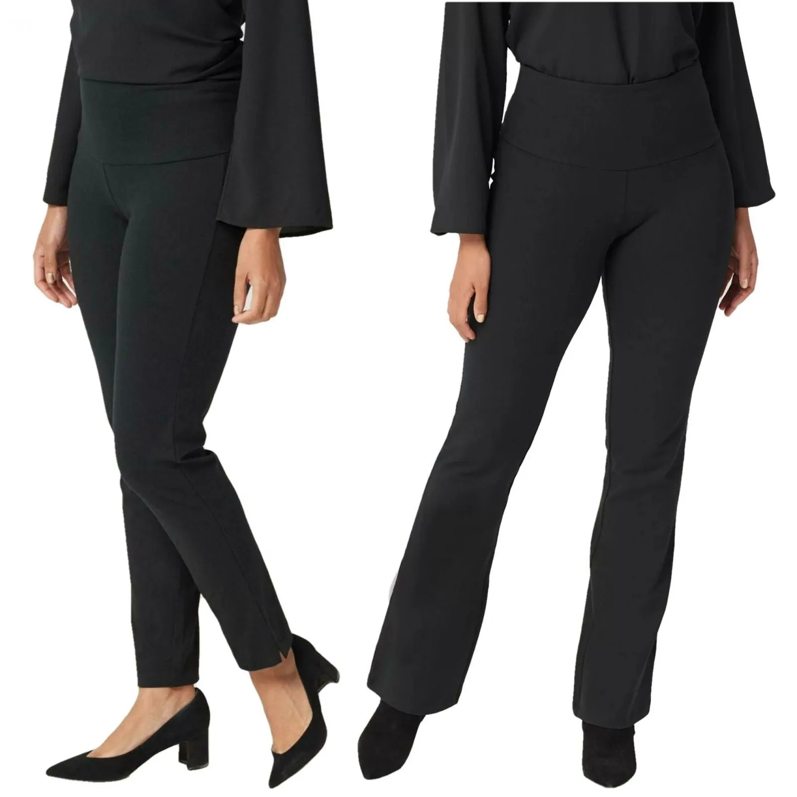 Women With Control Women's Petite Tummy Control Set Of 2 Knit Pants