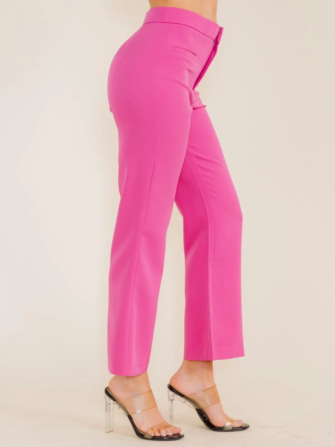 WOMEN'S BUTTON CLOSURE BELL LEG PANTS