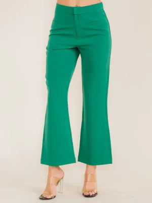 WOMEN'S BUTTON CLOSURE BELL LEG PANTS