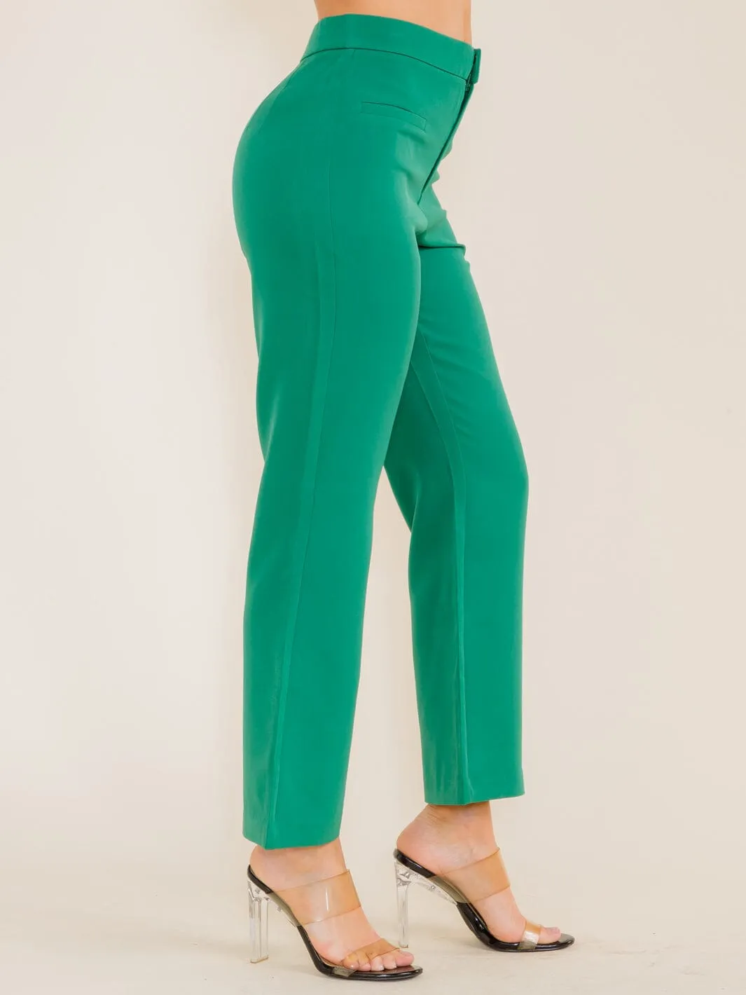 WOMEN'S BUTTON CLOSURE BELL LEG PANTS