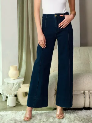 WOMEN'S BUTTON CLOSURE STRETCH DENIM PANTS