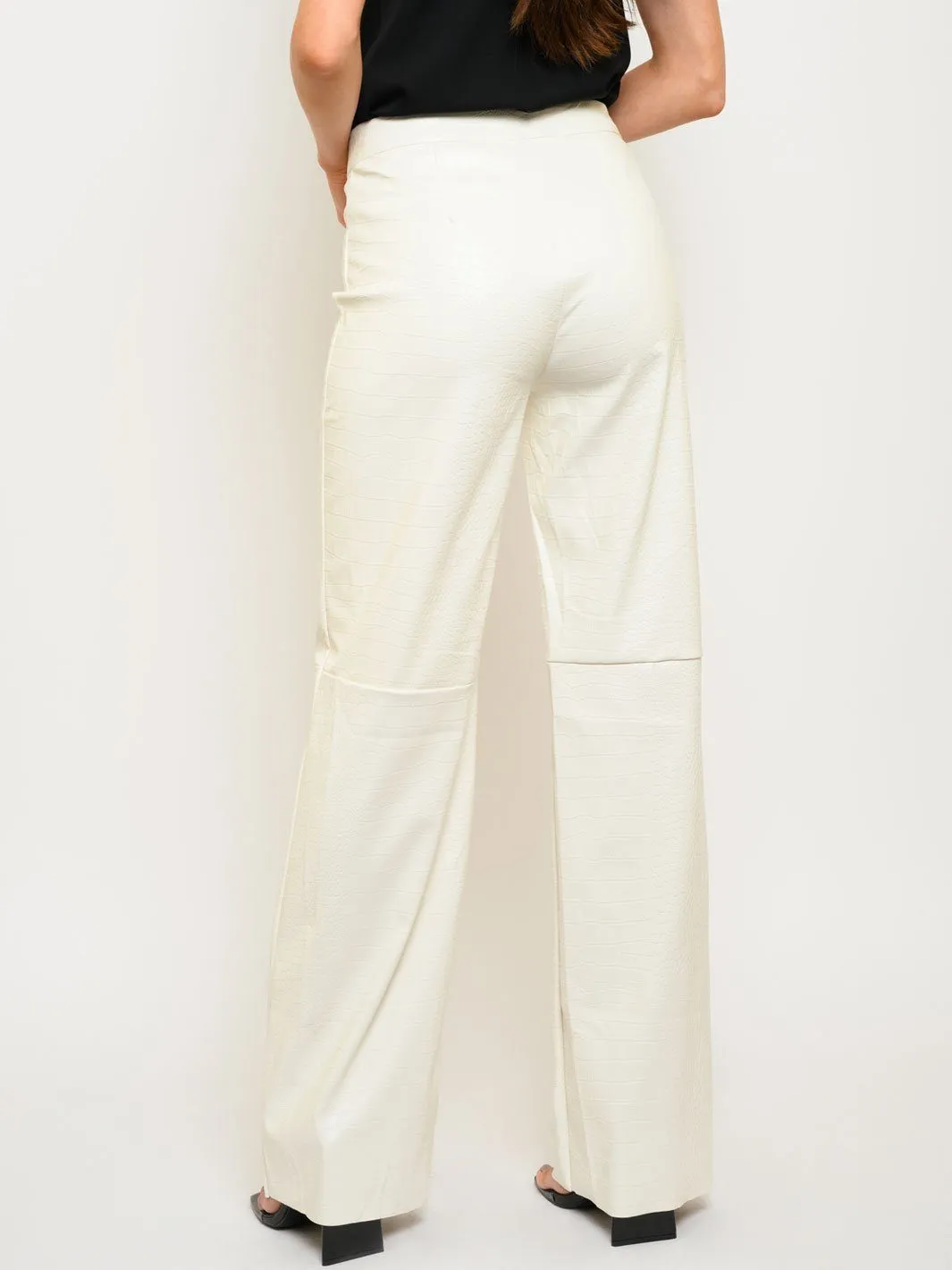 WOMEN'S CROCODILE TEXTURE PU PANTS