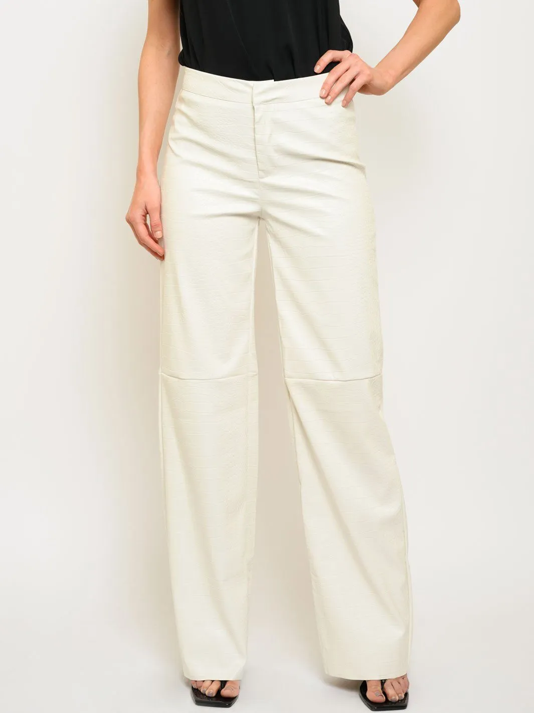 WOMEN'S CROCODILE TEXTURE PU PANTS