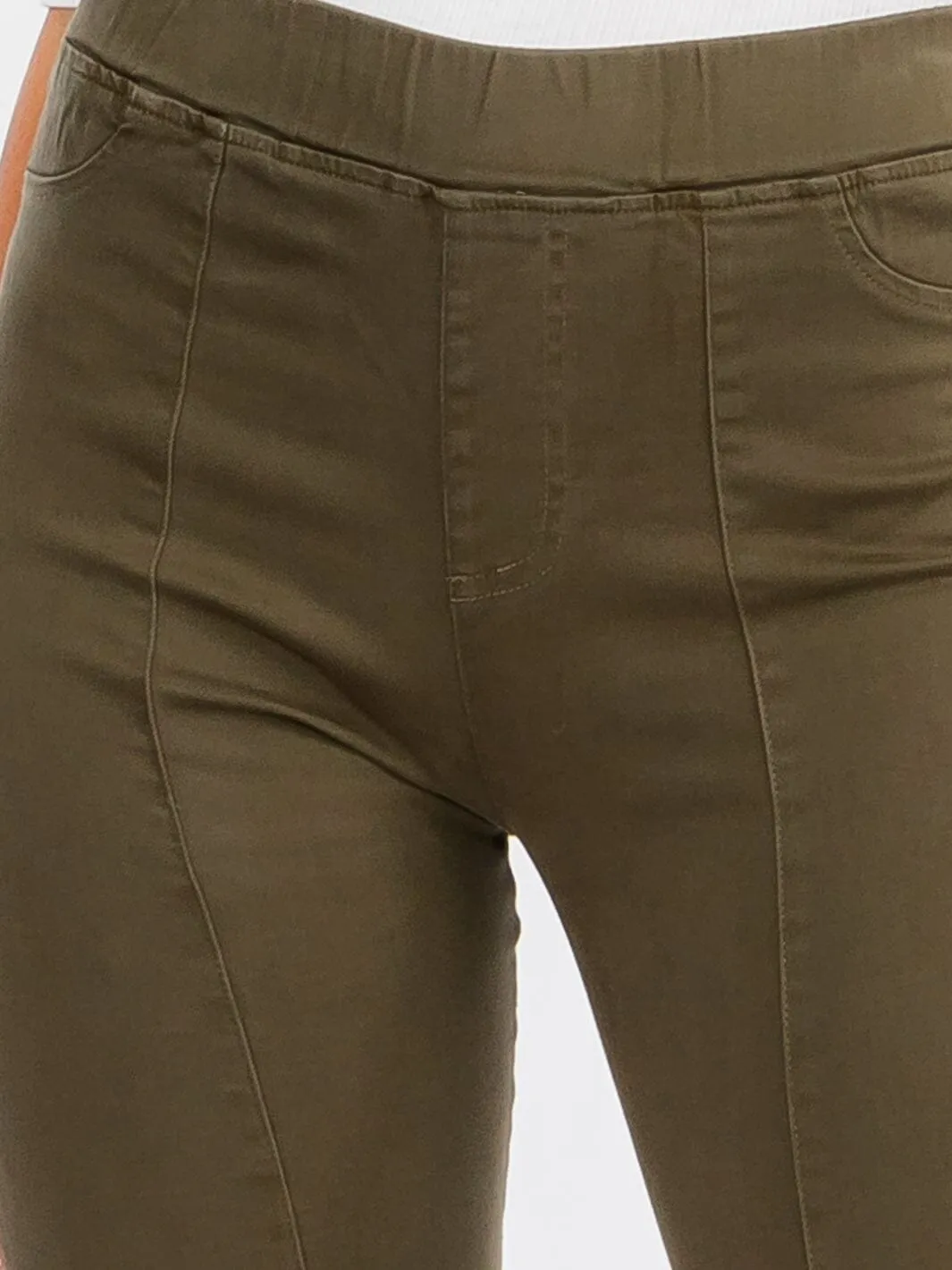 WOMEN'S ELASTIC WAIST BACK POCKETS BELL BOTTOM PANTS