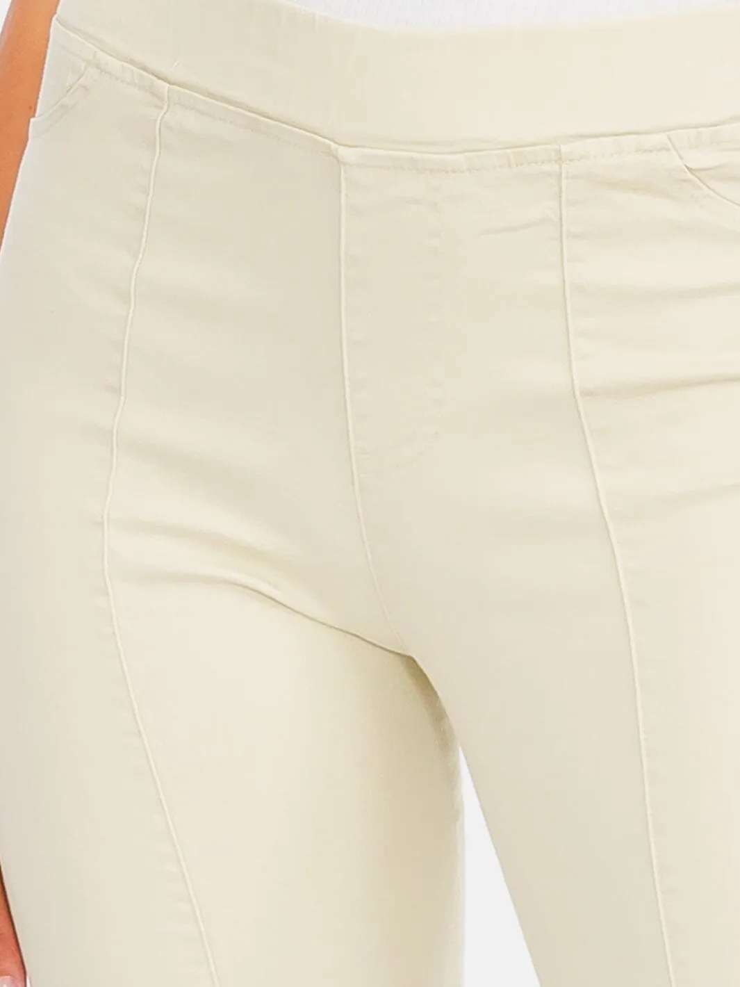 WOMEN'S ELASTIC WAIST BACK POCKETS BELL BOTTOM PANTS