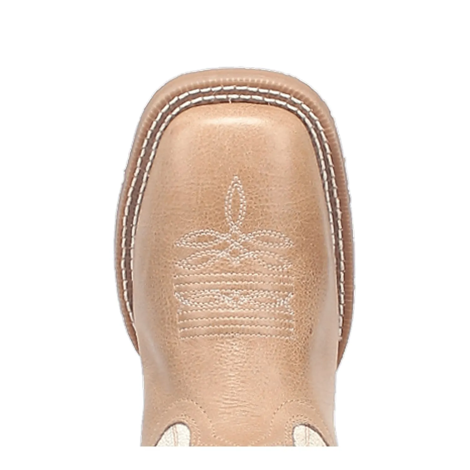 Women's Laredo Sand/White Lydia Broad Square Toe Western Boots With Embroidered & Nail Head Accents on the Tops