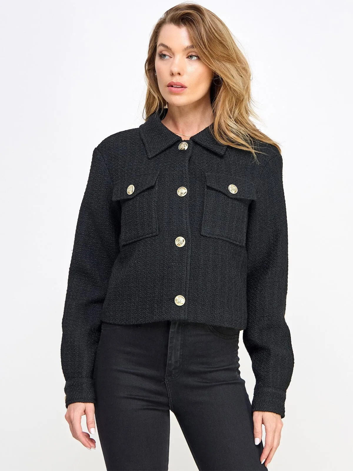WOMEN'S LONG SLEEVE BUTTON CLOSURE POCKETS BLAZER
