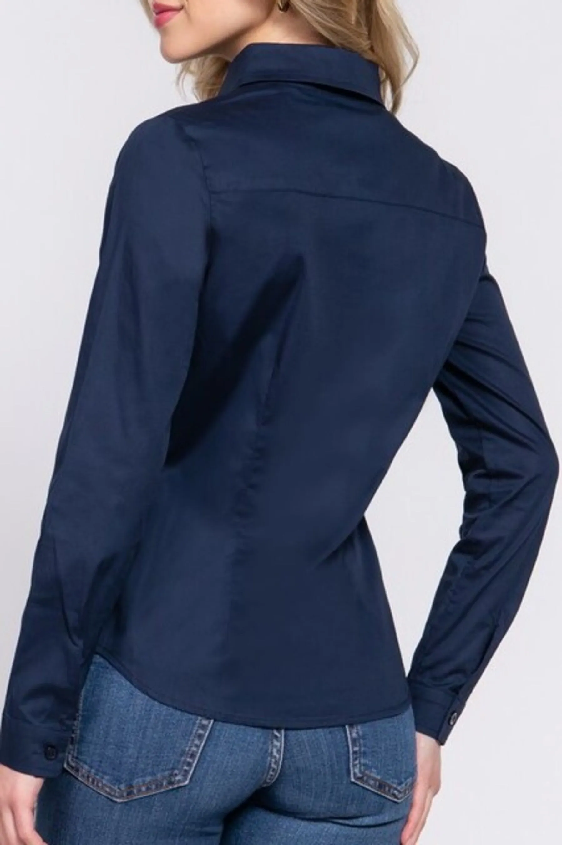 Women's Long sleeve button down stretch poplin shirt