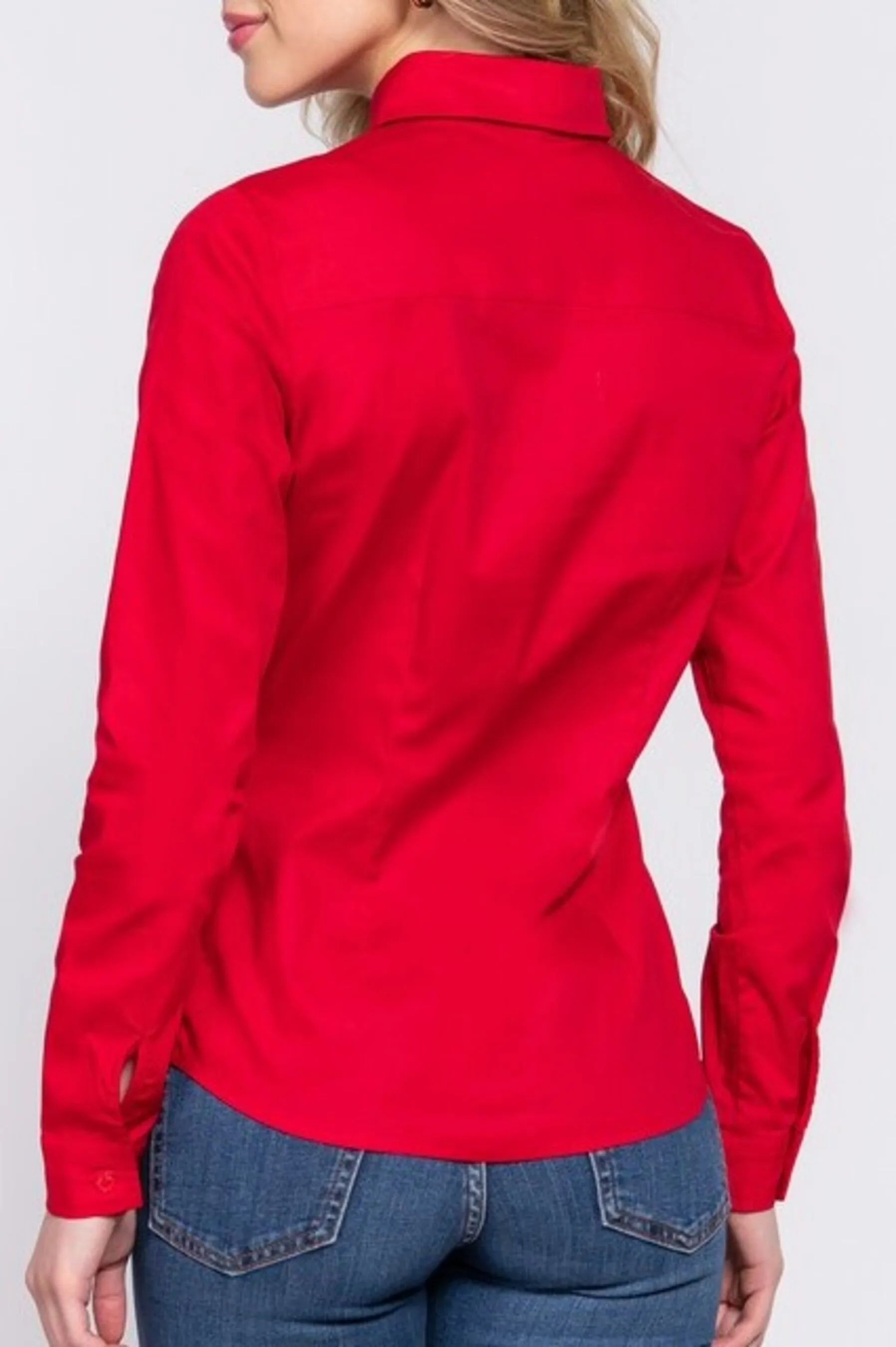 Women's Long sleeve button down stretch poplin shirt