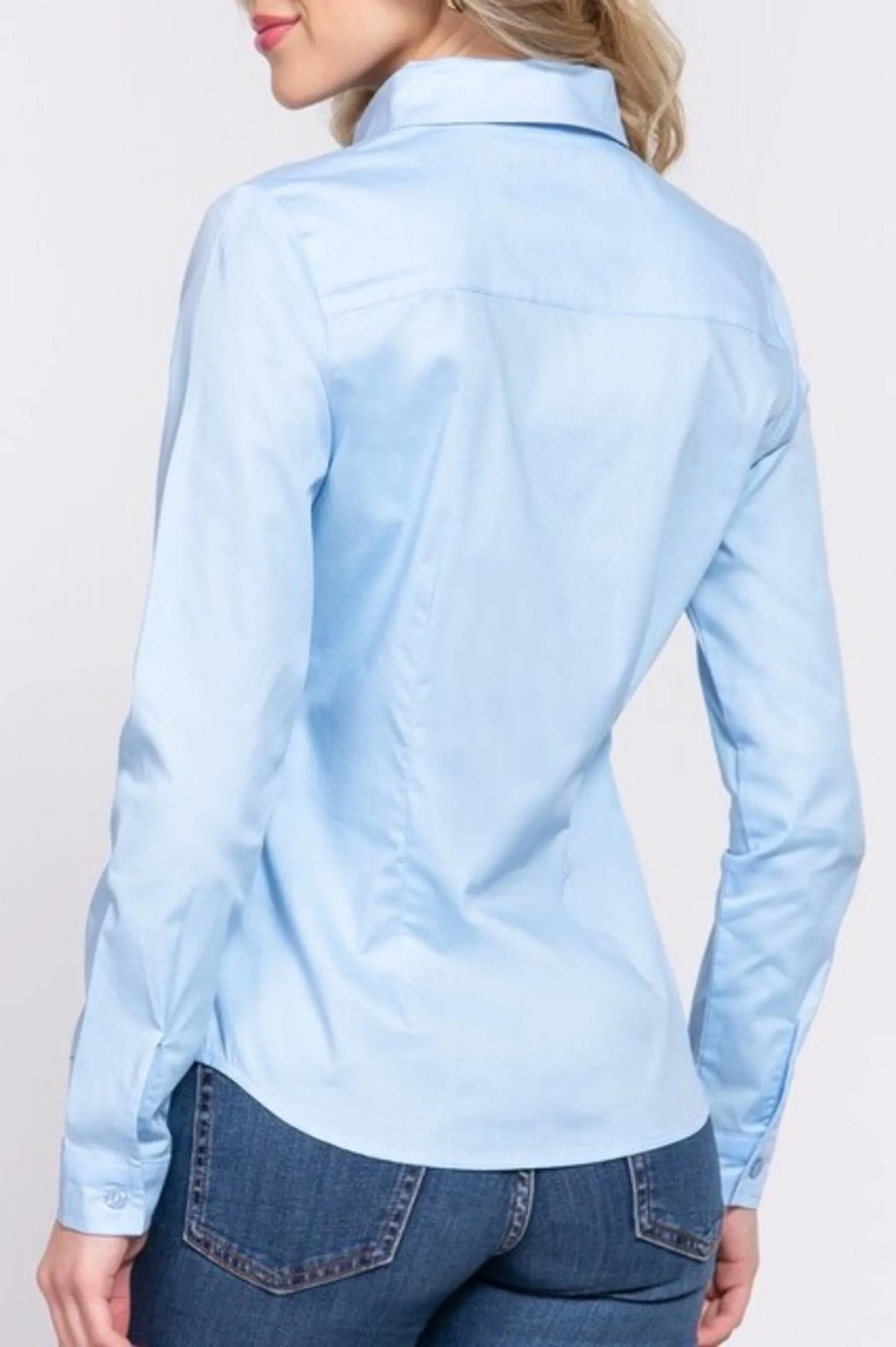 Women's Long sleeve button down stretch poplin shirt
