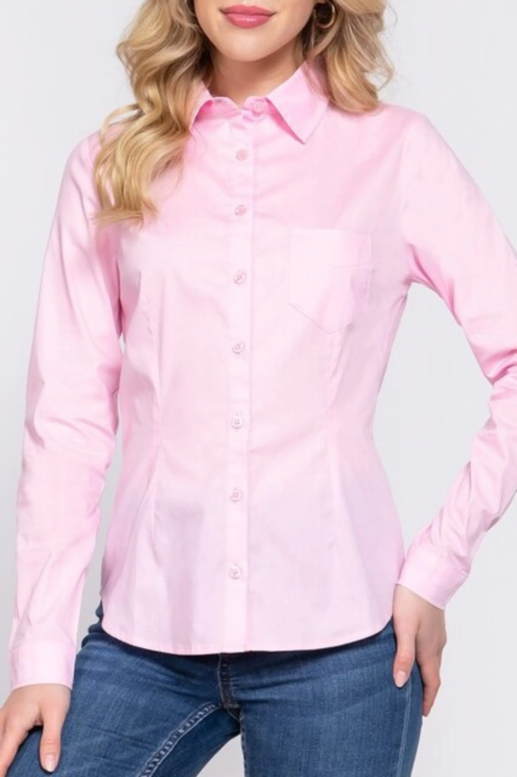 Women's Long sleeve button down stretch poplin shirt