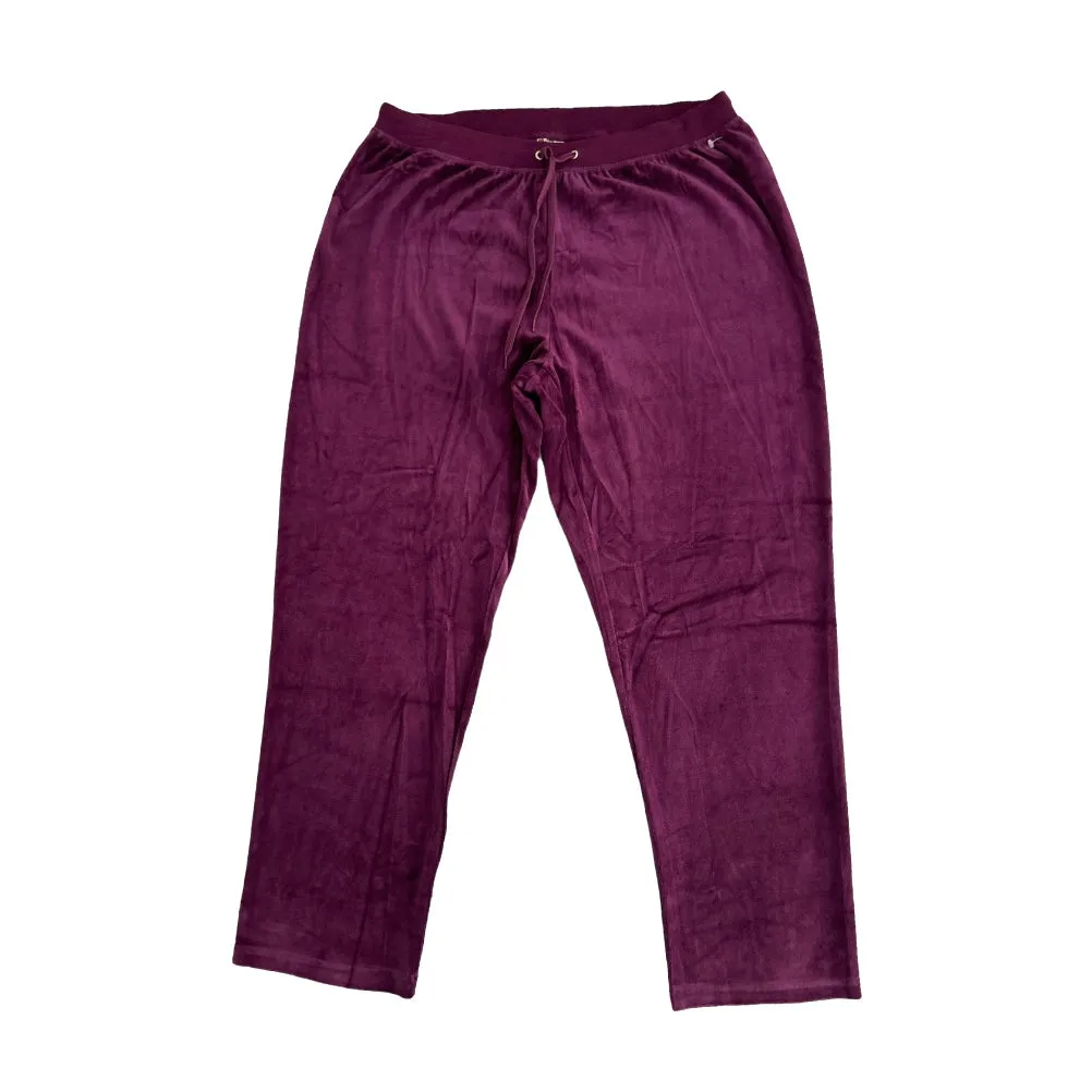 Women's Plus Size Drawstring Waist Straight Leg Velour Sweatpants