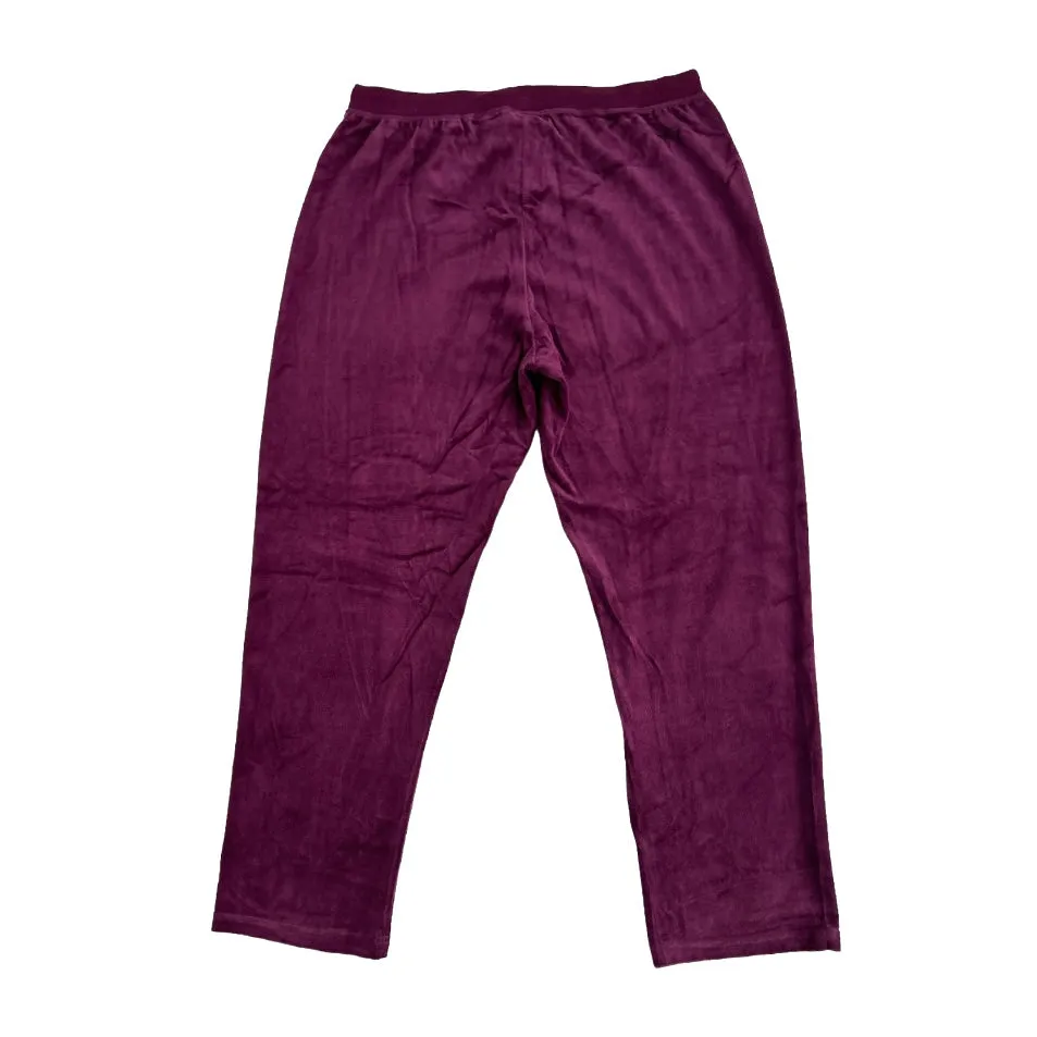Women's Plus Size Drawstring Waist Straight Leg Velour Sweatpants