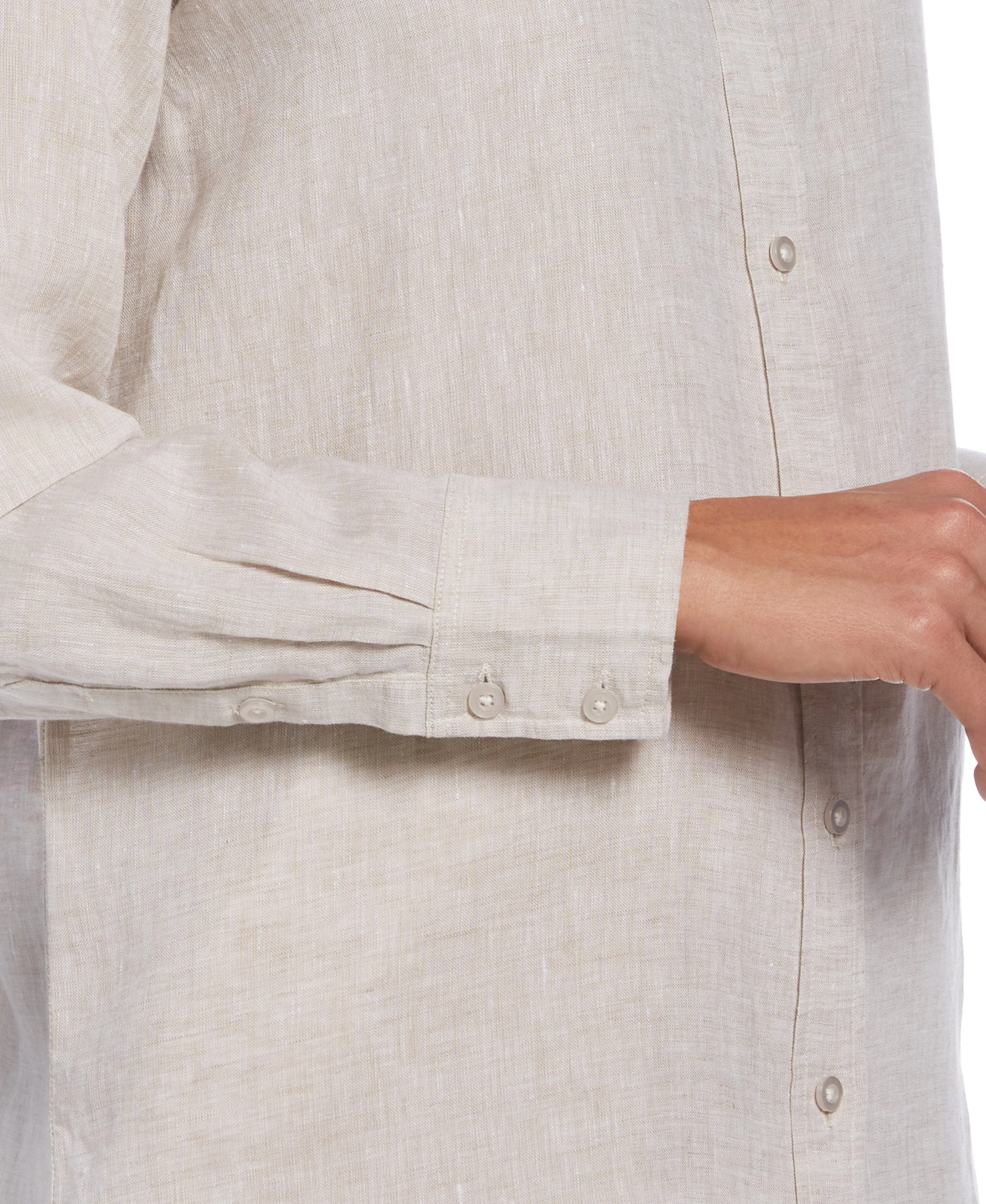 Women's Two-Tone Yarn-Dyed Linen Blouse