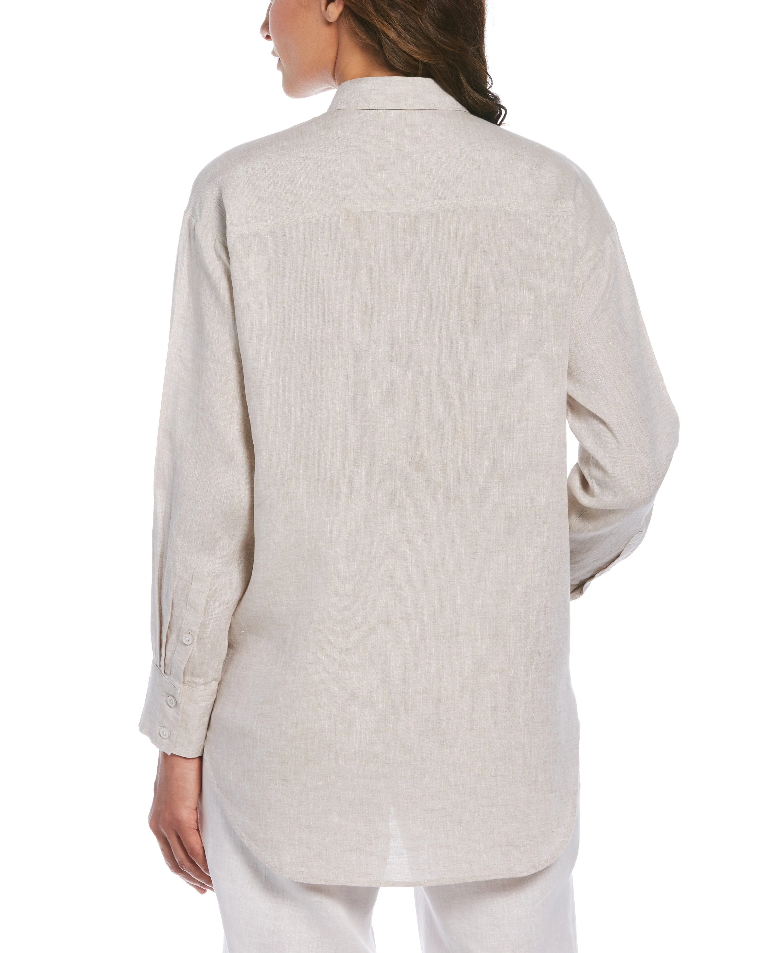 Women's Two-Tone Yarn-Dyed Linen Blouse