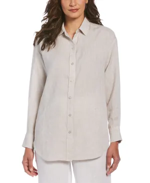 Women's Two-Tone Yarn-Dyed Linen Blouse