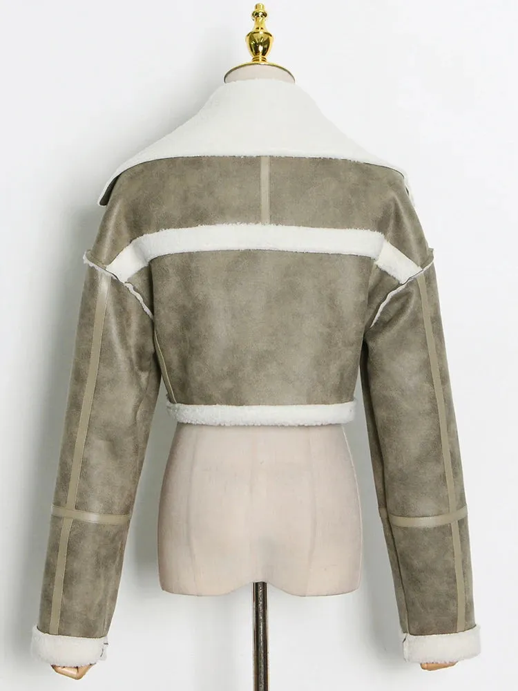 Women's Winter Streetwear Jacket – Short Zipper Coat with Turn-Down Collar