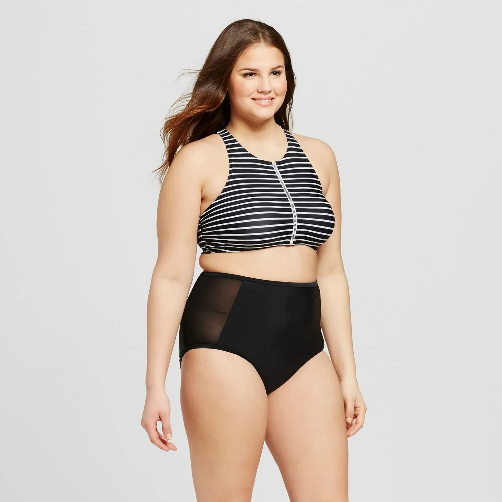 Xhilaration Women's Plus Size Mesh High Waist Bikini Bottom