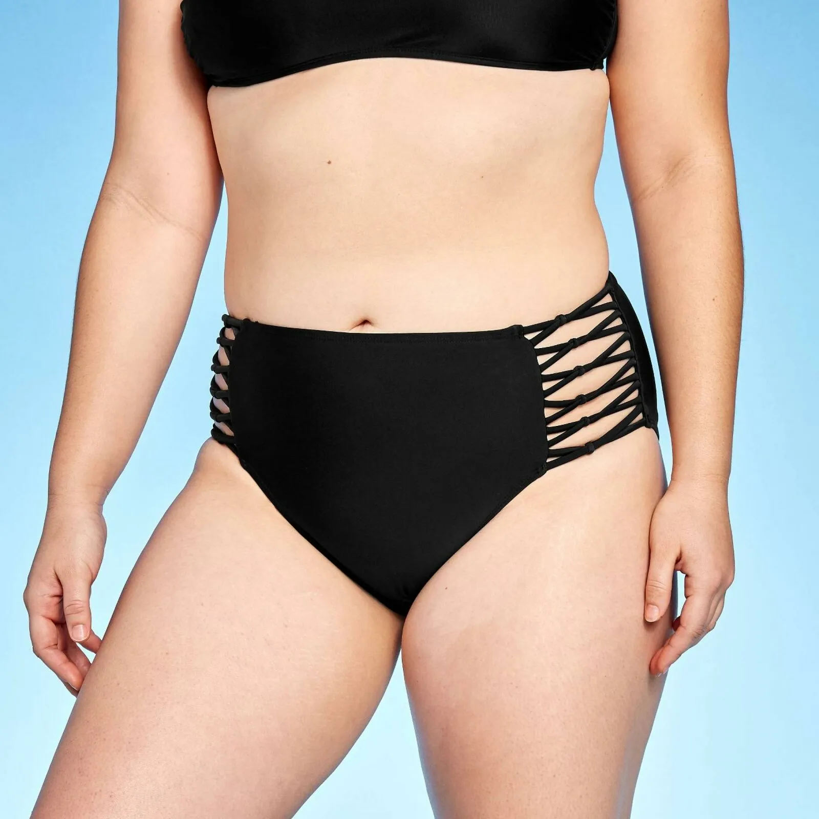 Xhilaration Women's Strappy Knotted High Waist Cheeky Bikini Bottom