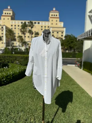 Yacco Maricard Cotton Pintuck Tunic with Rounded Hem Front
