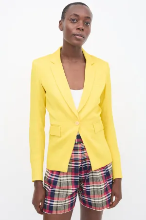 Yellow Textured Satin Lace-Up Blazer