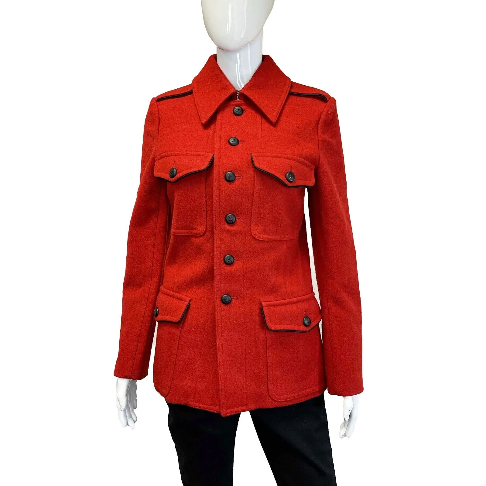 Yohji Yamamoto Y's Red Label Wool Long Sleeve Jacket US 2 Red Pristine