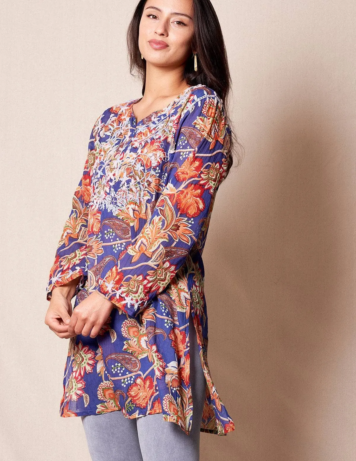 Zarah Cotton Tunic -  Indigo Garden