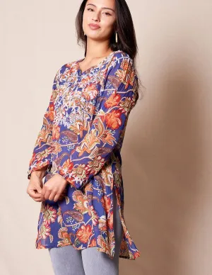 Zarah Cotton Tunic -  Indigo Garden