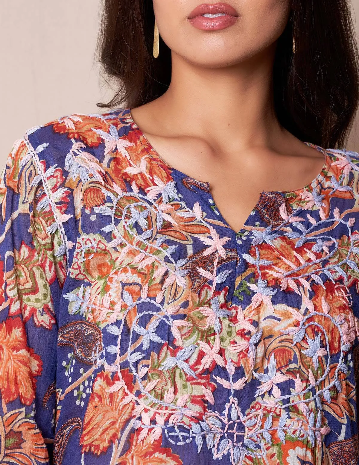 Zarah Cotton Tunic -  Indigo Garden