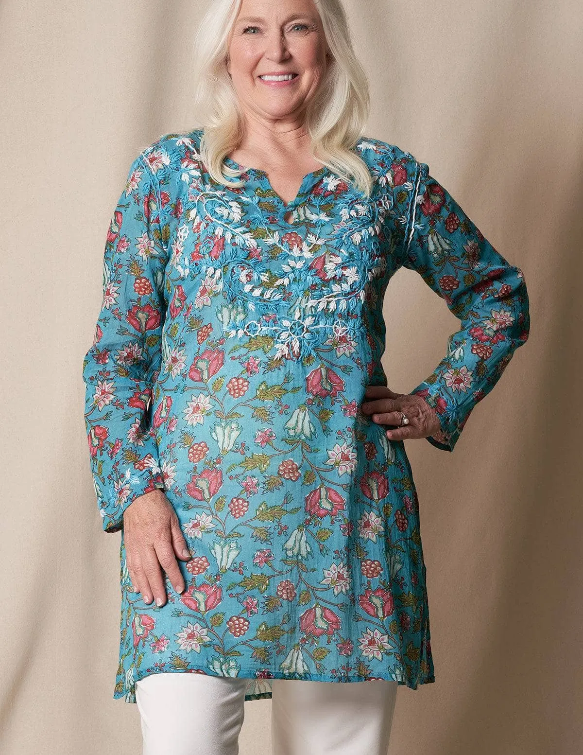 Zarah Cotton Tunic - Turquoise