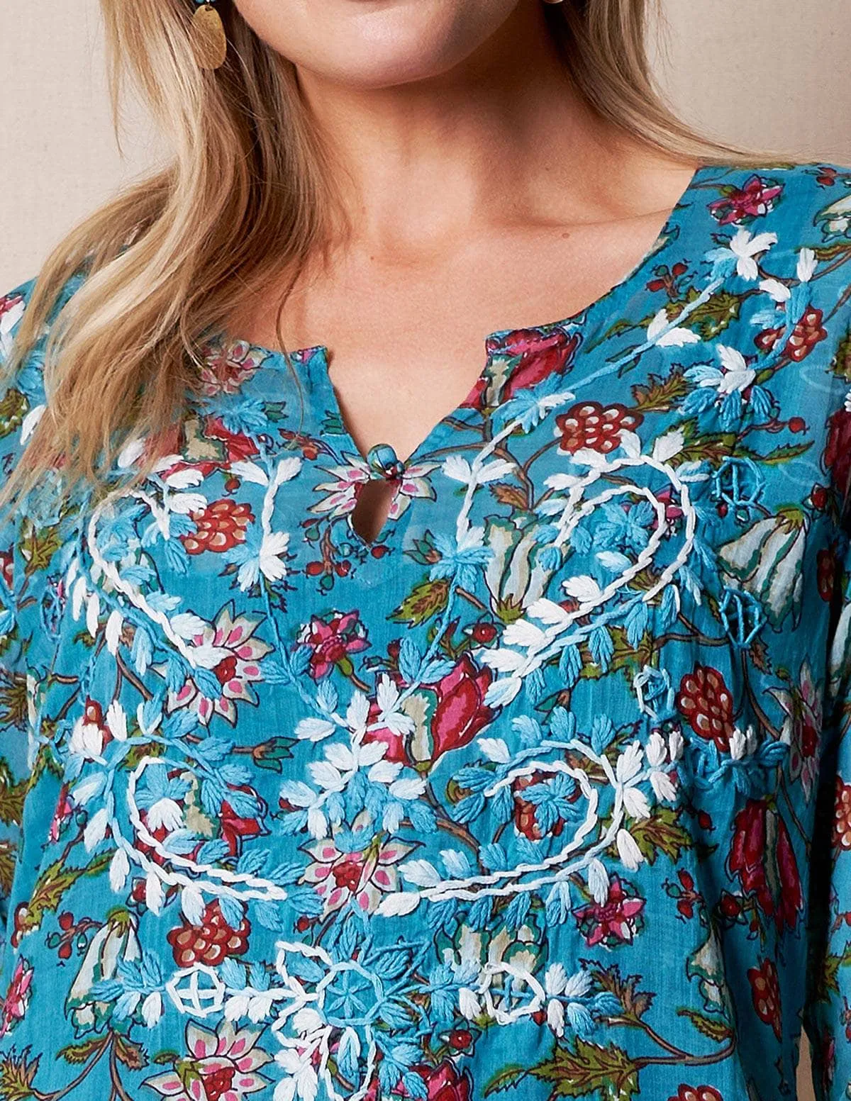 Zarah Cotton Tunic - Turquoise