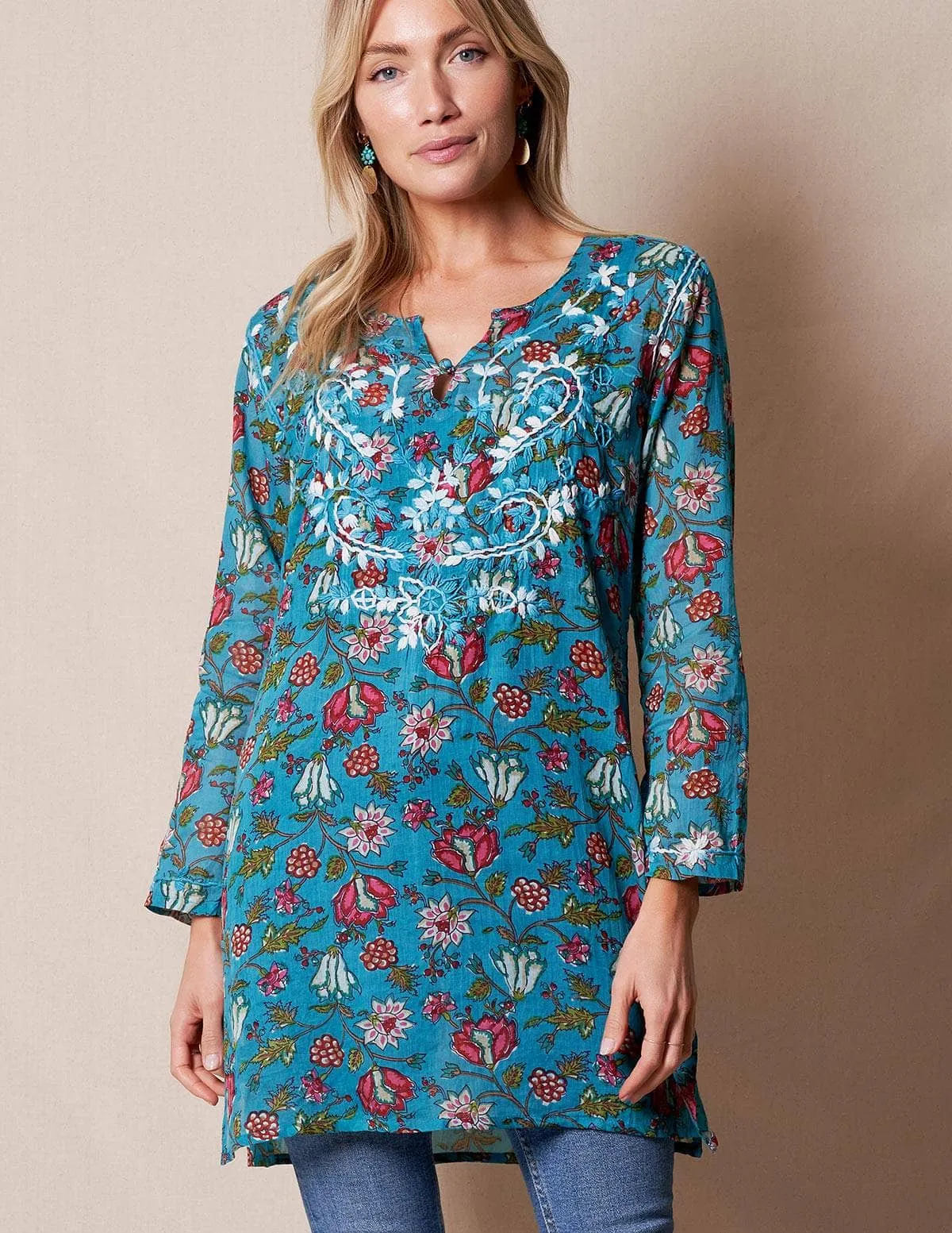 Zarah Cotton Tunic - Turquoise