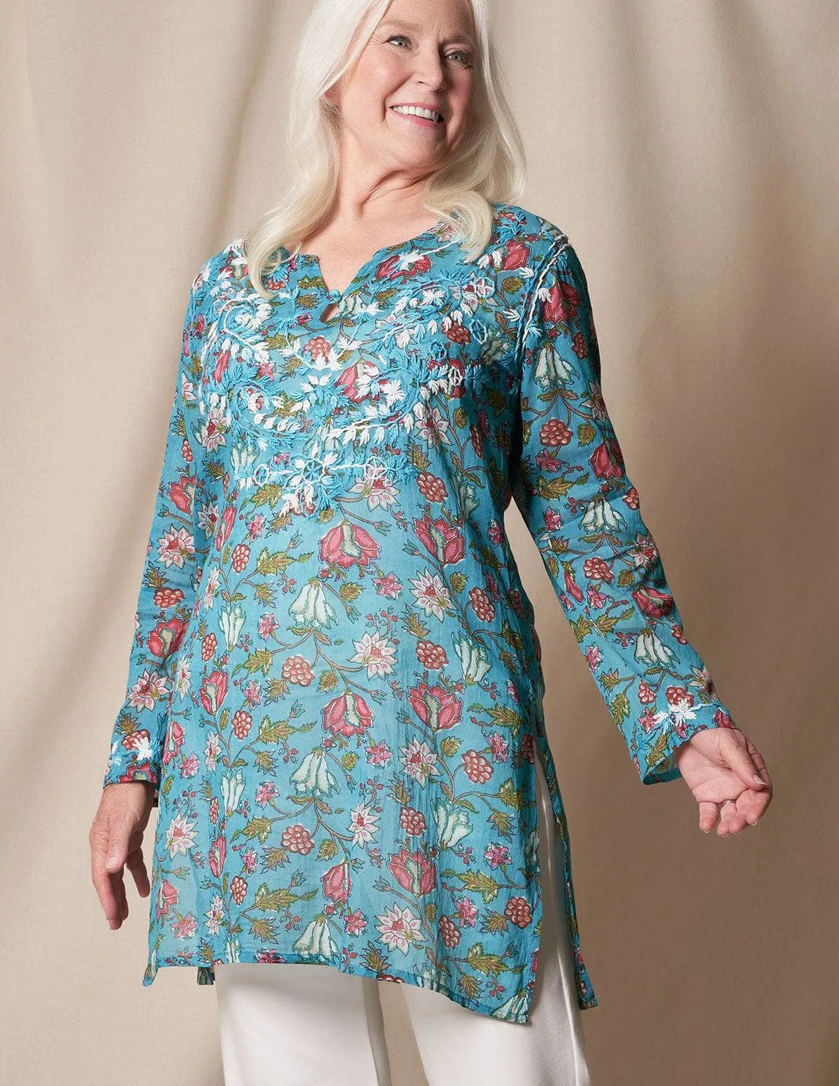Zarah Cotton Tunic - Turquoise