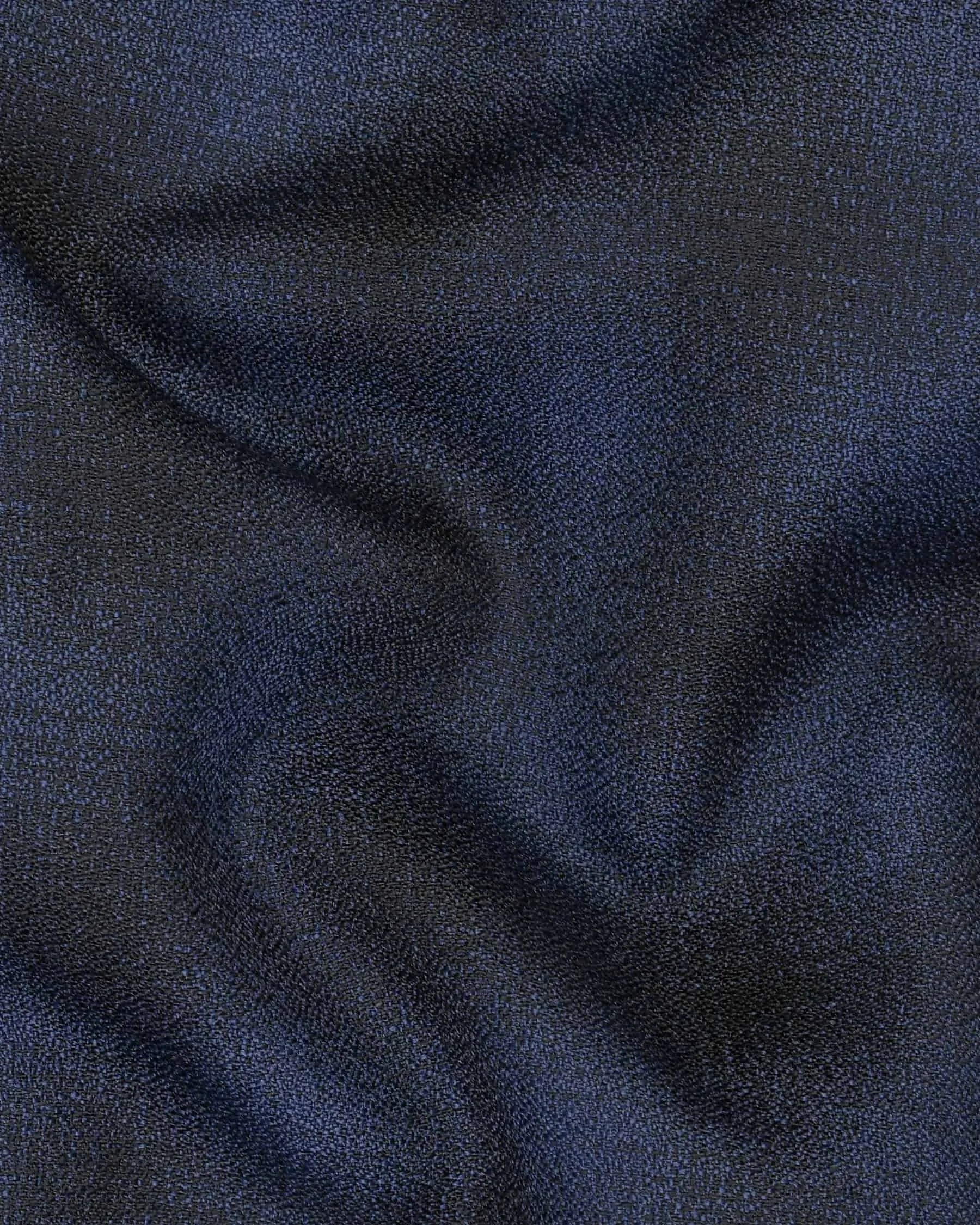 Zodiac Blue Plaid Bandhgala/Mandarin Wool-Silk blend Blazer